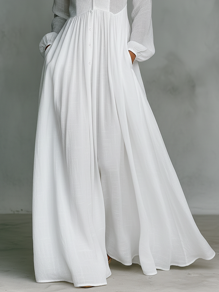Naylia - Vestido Largo con Cuello Alto y Mangas Largas
