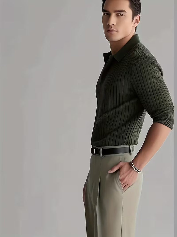 Kaeran - Elegante Jersey Polo De Punto Acanalado
