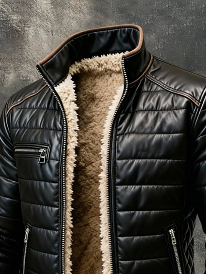 Aleksander - Chaqueta De Exterior Cálida y Suave De Piel Sintética