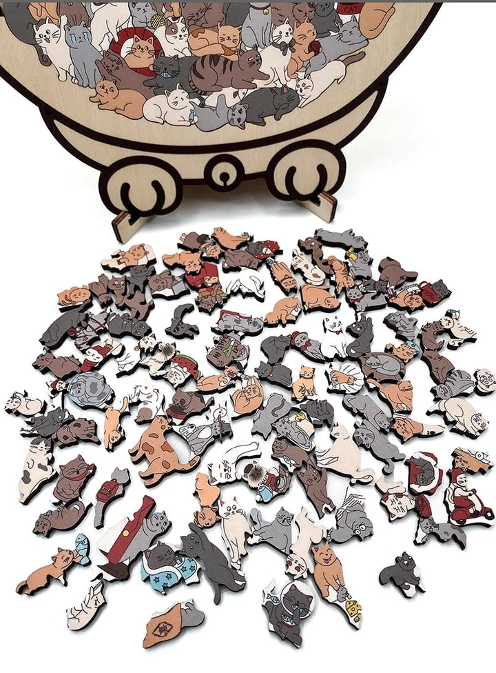 KittyCluster - Rompecabezas De Madera Con Forma De Gato De 135 Piezas
