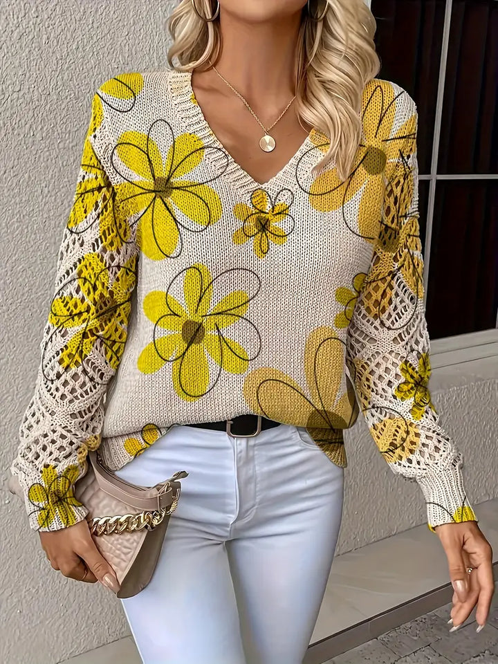 Marzena - Elegante Jersey De Manga Larga Con Estampado Floral