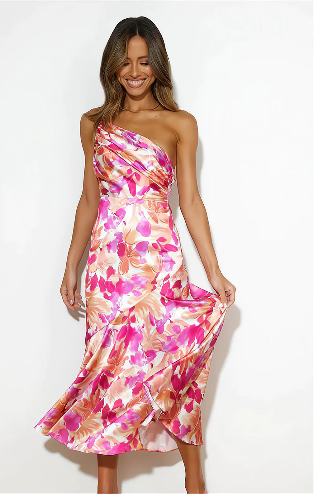 Cynthia - Vestido De Satén Floral