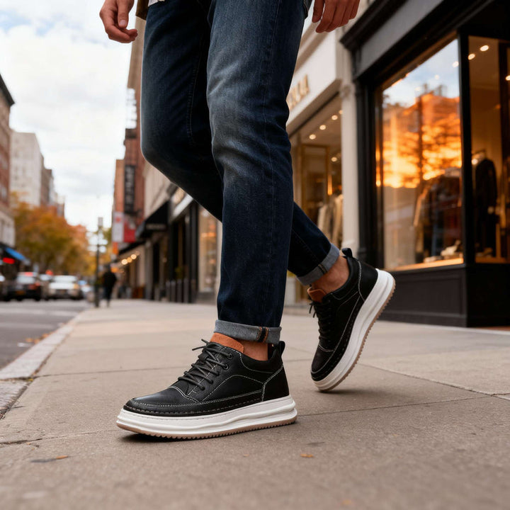 Harold - Zapatillas Deportivas De Cuero Con Cordones