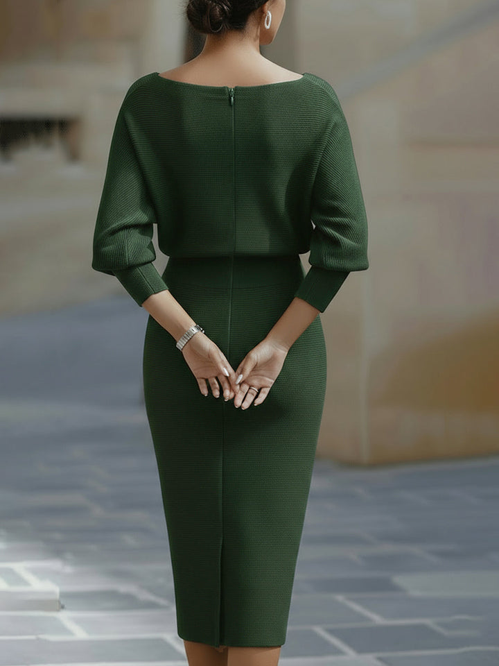 Amyy - Elegant Long Sleeve Midi Dress