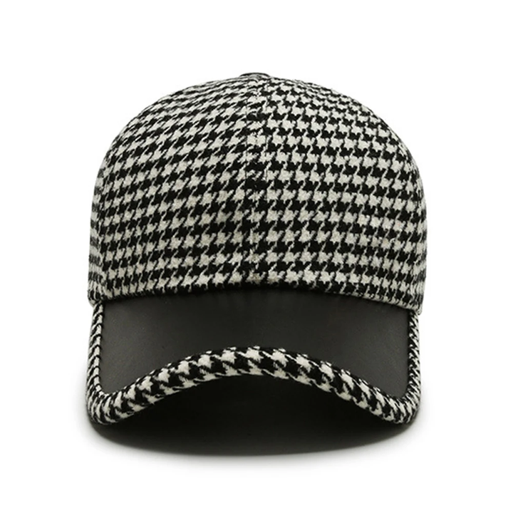 Vanja - Gorra de Cuero con Estampado de Pata de Gallo