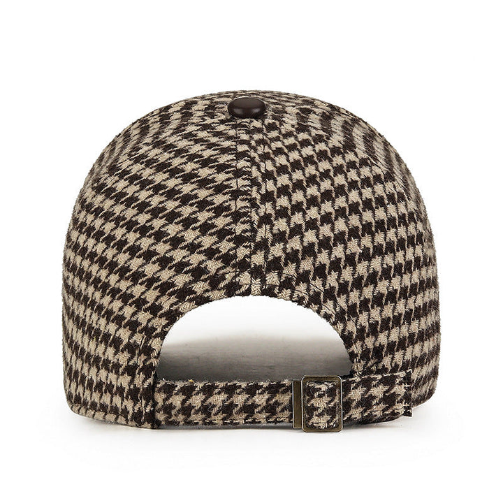 Vanja - Gorra de Cuero con Estampado de Pata de Gallo