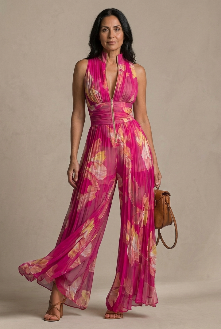 Sandria - Mono Con Cremallera y Estampado Floral