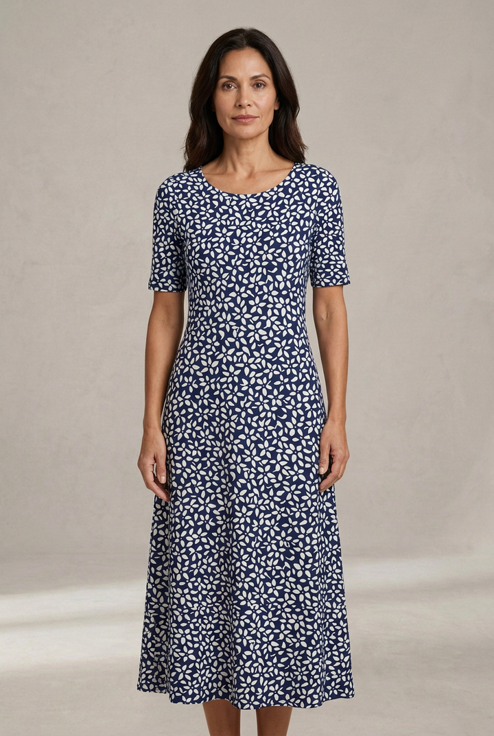 Kwanza - Vestido Midi Holgado Con Estampado Floral