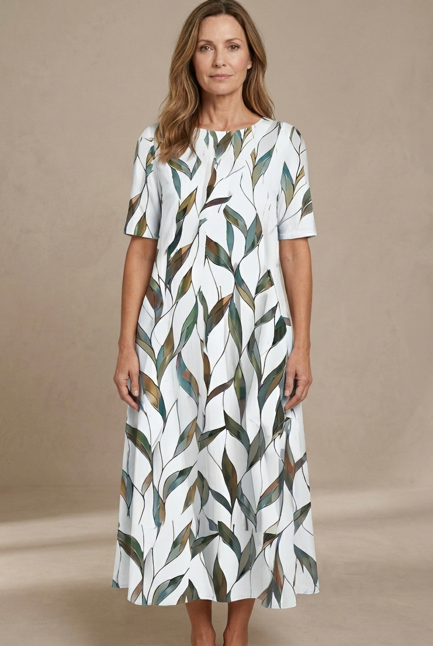 Kwanza - Vestido Midi Holgado Con Estampado Floral
