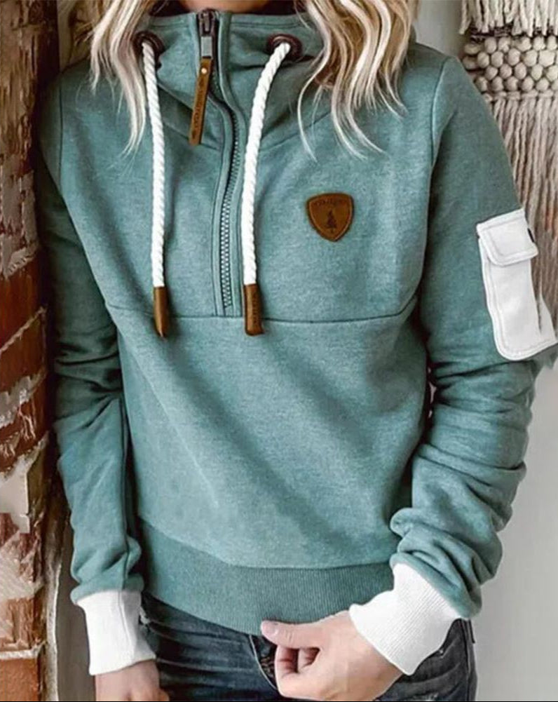 Helsa - Sudadera Informal Con Media Cremallera y Bolsillo En El Brazo