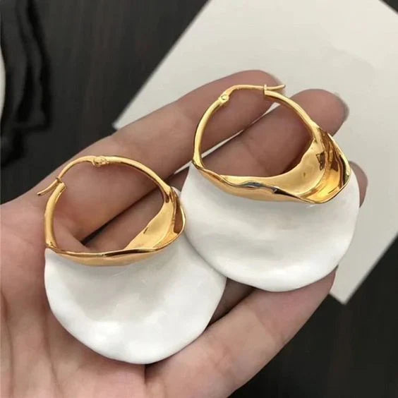 Nerise - Pendientes Vintage Blancos y Dorados
