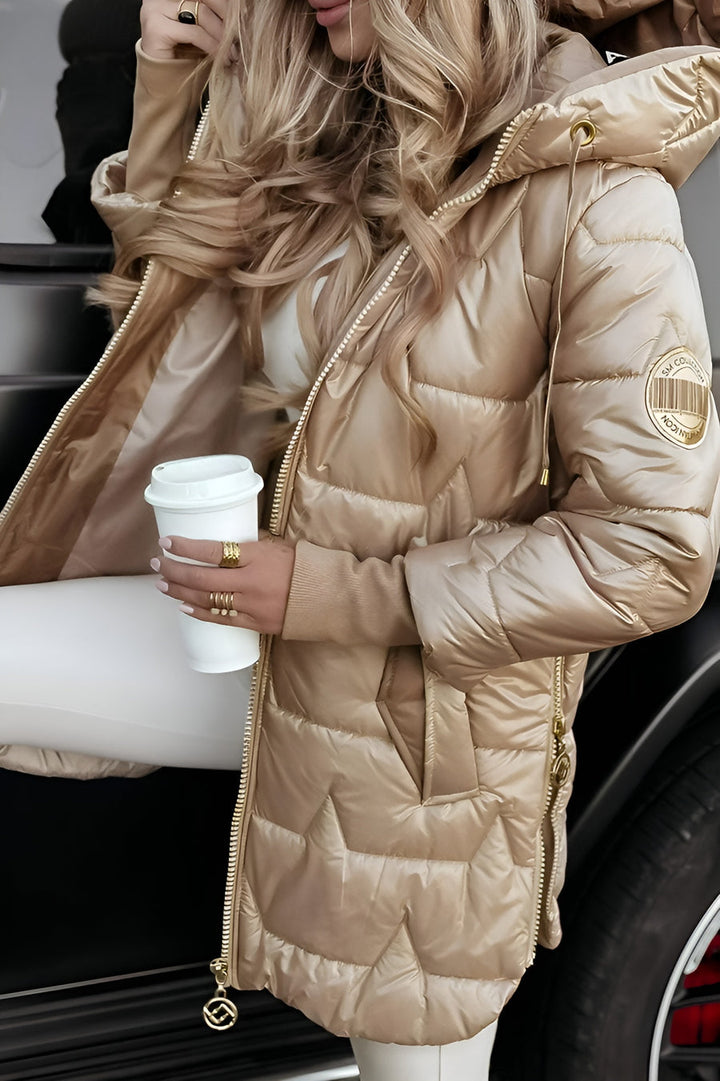 Mageina - Elegante Abrigo De Invierno Con Capucha y Acolchado