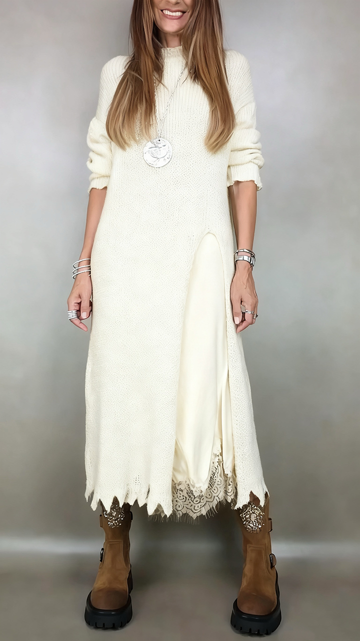 Jesika - Elegante Jersey Largo Con Vestido