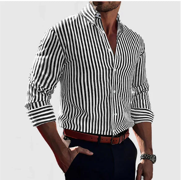 Hjalmar - Camisa Clásica De Manga Larga a Rayas