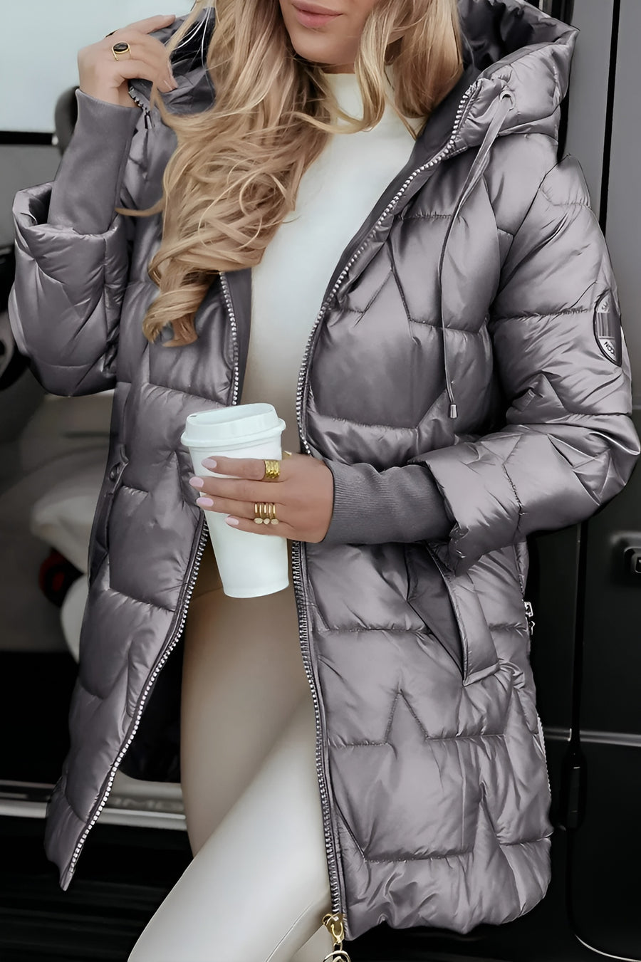 Mageina - Elegante Abrigo De Invierno Con Capucha y Acolchado