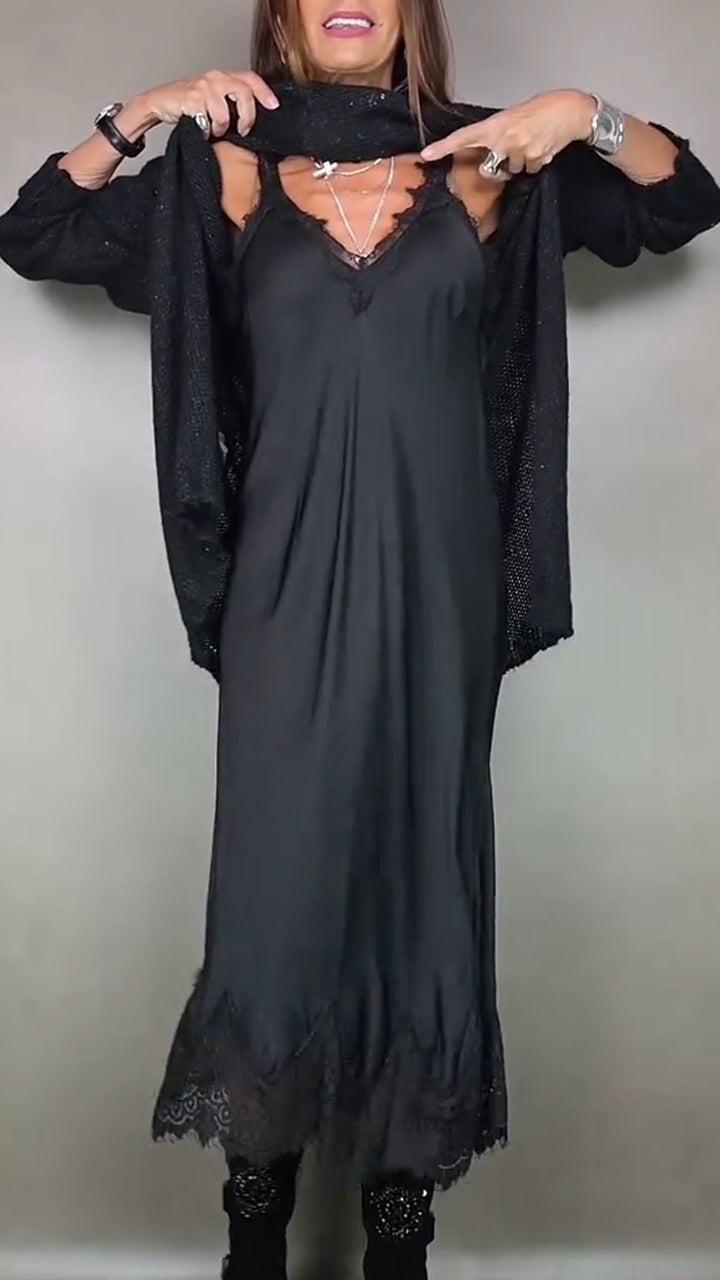 Jesika - Elegante Jersey Largo Con Vestido