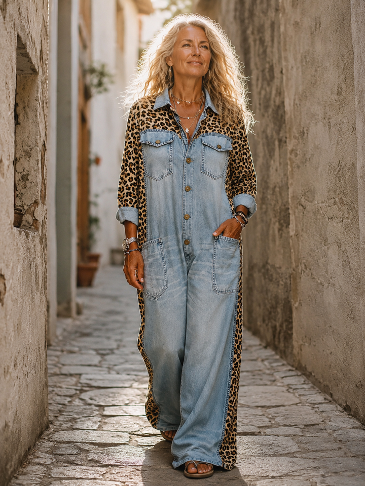 Yasmeen - Mono Ligero De Denim Con Estampado De Leopardo
