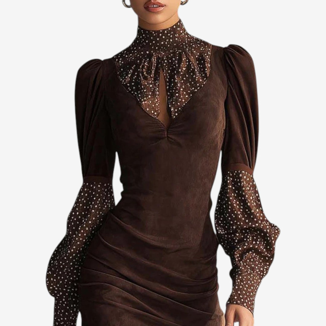 Hanneli - Vestido Mini Ajustado De Cuello Alto