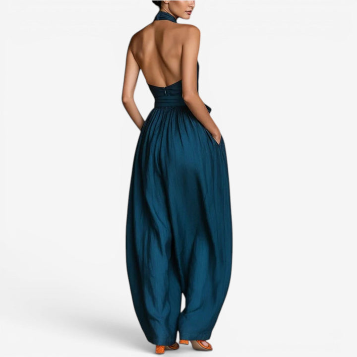 Nicholen - Mono sin Mangas con Cuello Halter y Pernera Ancha