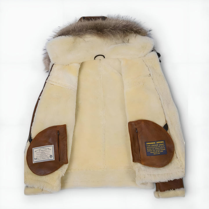 Grantham - Chaqueta Bomber con Capucha de Piel