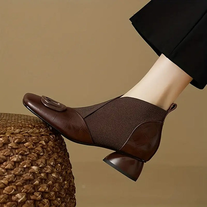 Mylaa - Zapatos Retro De Tacón Bajo y Punta Cuadrada