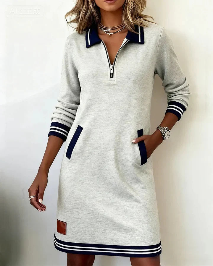Toruviel - Vestido Elegante De Algodón Con Manga Larga