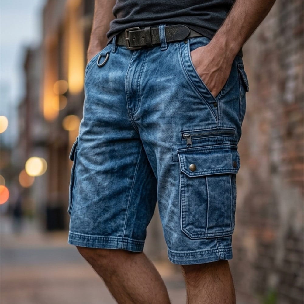 Pezeshkian - Pantalones Cortos Carga de Vaquero Con Estilo