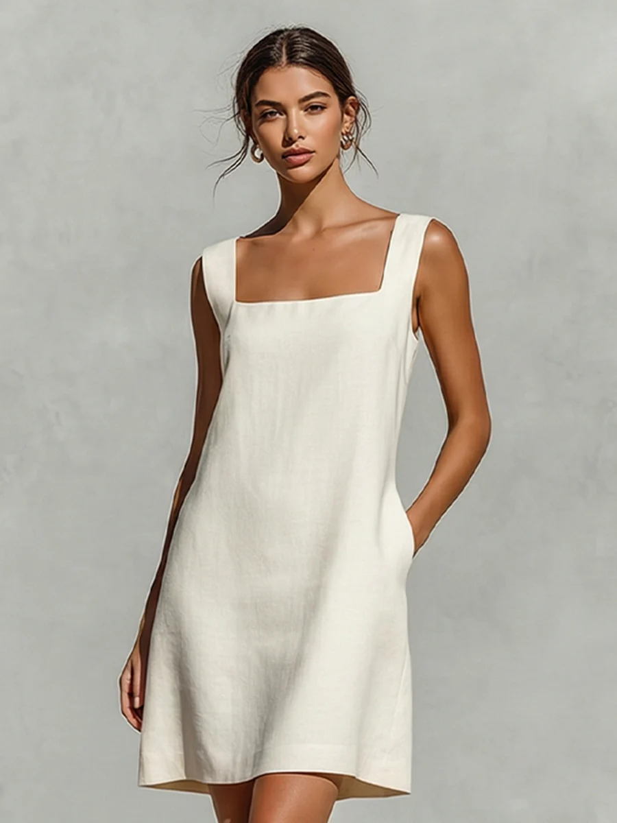 Loren - Vestido Mini Sin Mangas de Corte en A