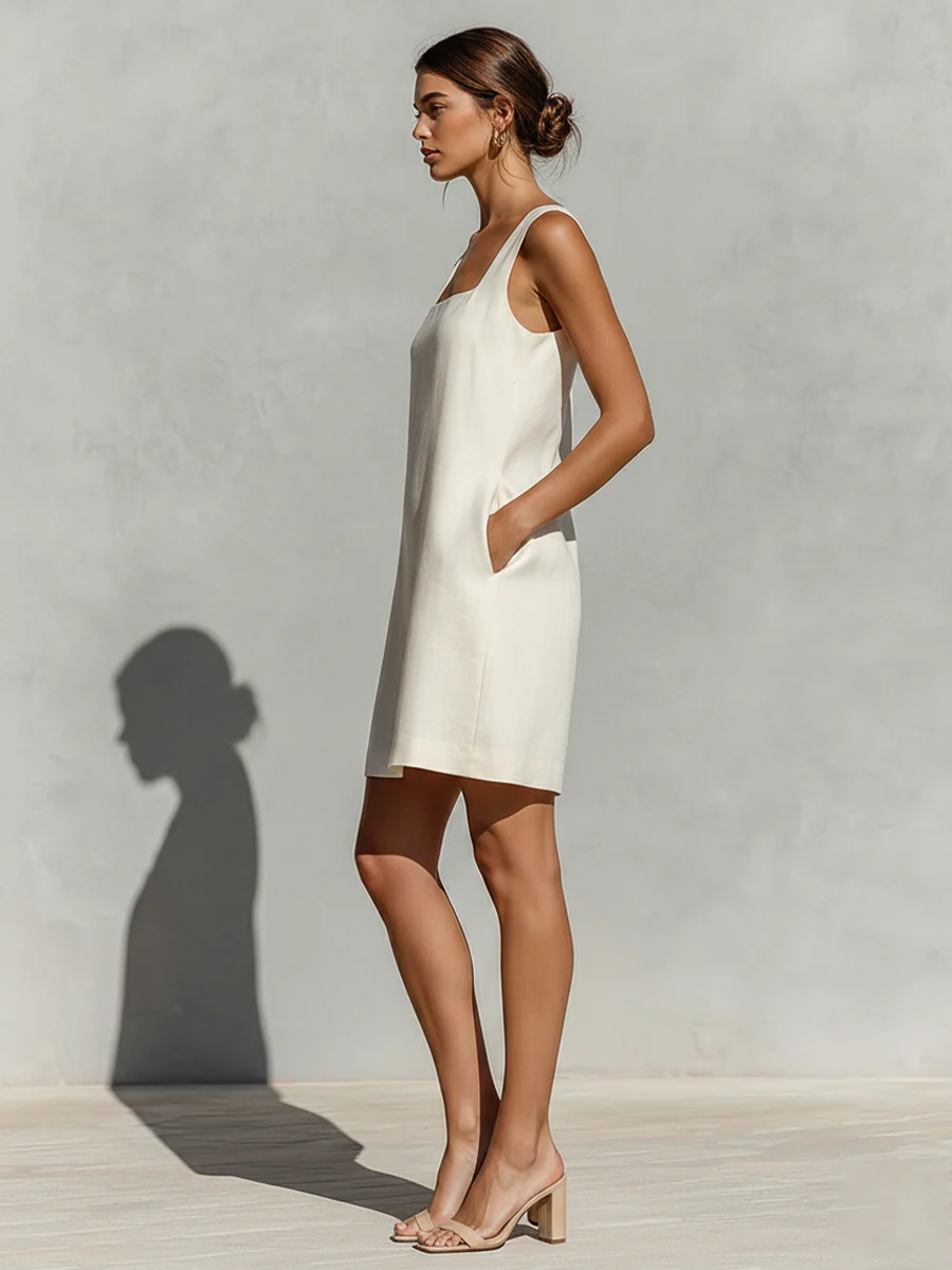 Loren - Vestido Mini Sin Mangas de Corte en A