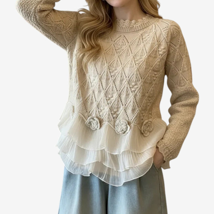 Nessa - Jersey de Cuello Redondo con Textura