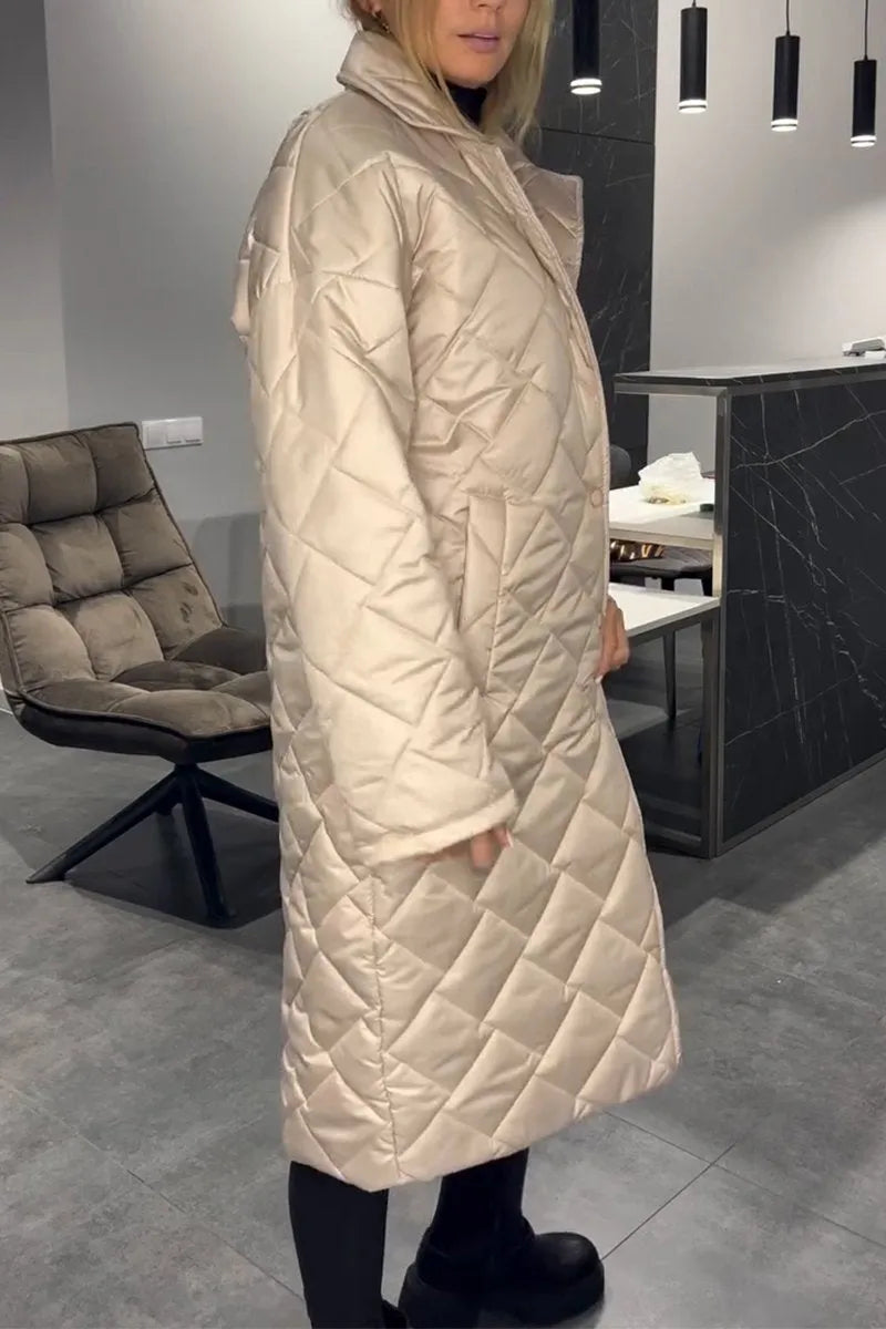 Devine - Elegante Abrigo Acolchado Con Forro De Leopardo