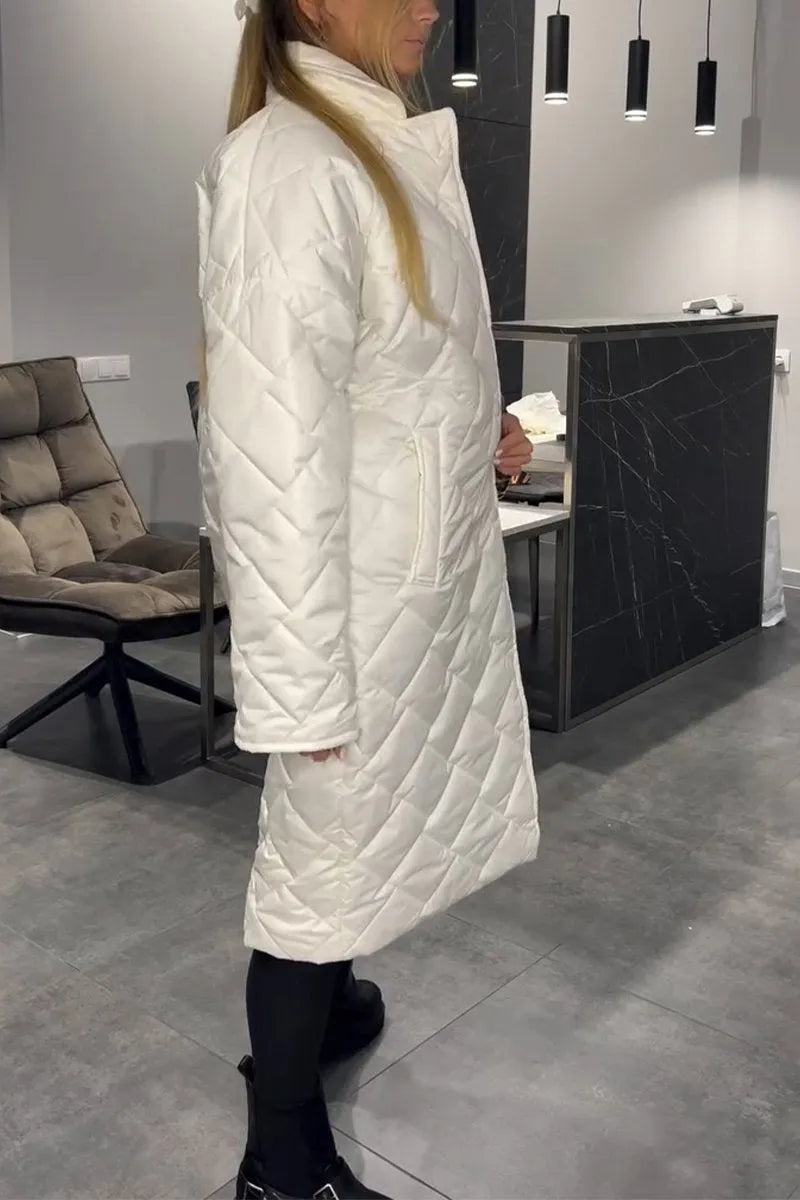 Devine - Elegante Abrigo Acolchado Con Forro De Leopardo