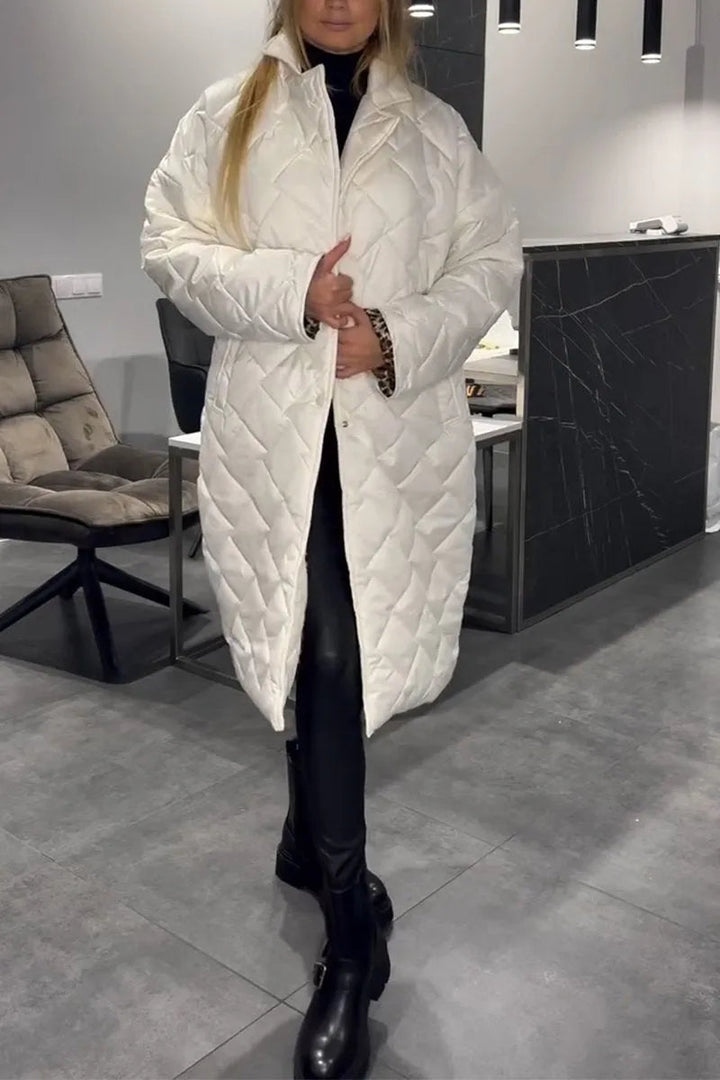 Devine - Elegante Abrigo Acolchado Con Forro De Leopardo