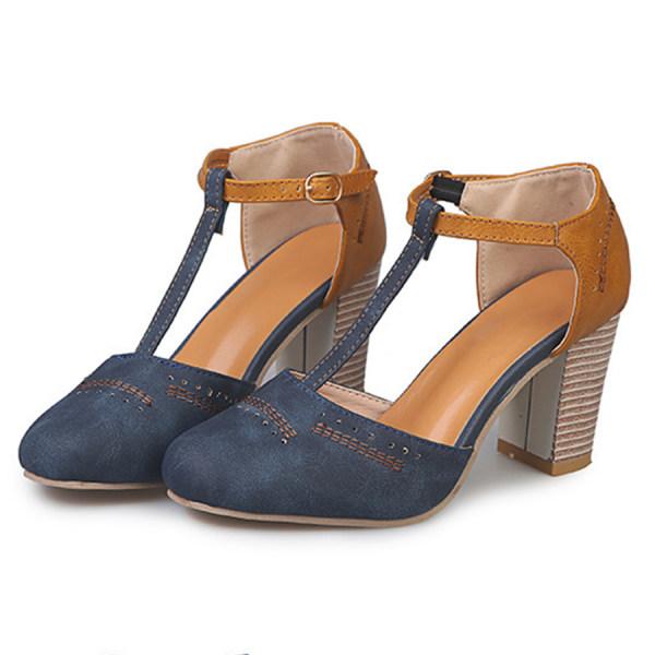 Minha - Zapatos De Tacón Grueso Con Correa en T