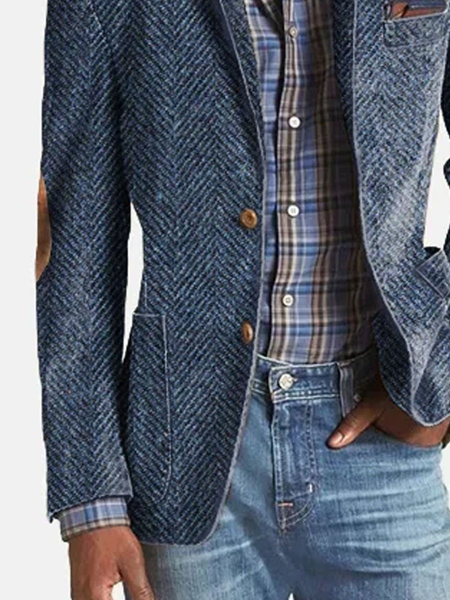 Elon - Blazer Casual De Ante Con Estampado De Espiga
