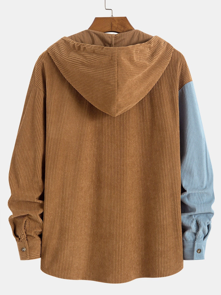 Elonzo - Camisa Con Capucha De Pana Con Bloques De Color