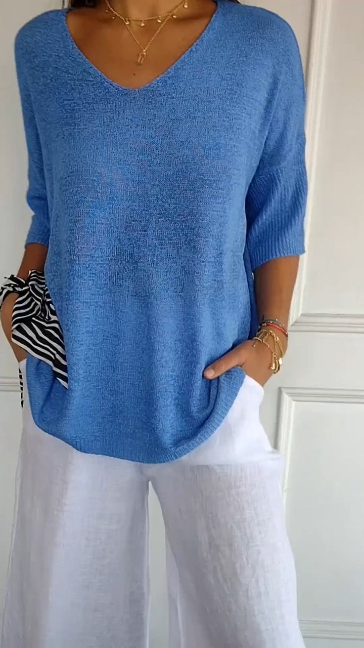 Rosel - Top De Punto Liso Con Cuello En V