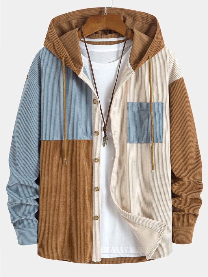 Elonzo - Camisa Con Capucha De Pana Con Bloques De Color