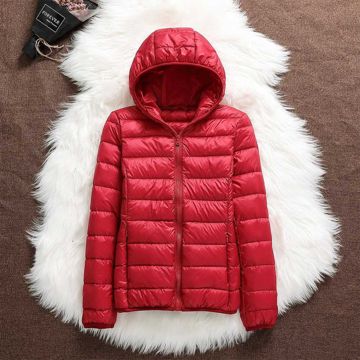 Manuela - Chaqueta Impermeable Con Plumas de Pato Blancas