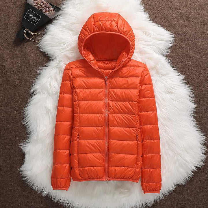 Manuela - Chaqueta Impermeable Con Plumas de Pato Blancas