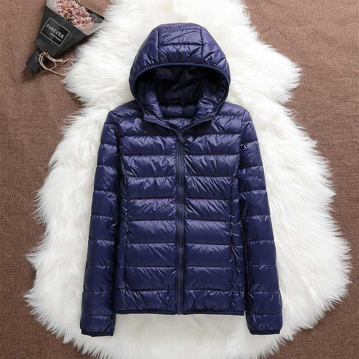 Manuela - Chaqueta Impermeable Con Plumas de Pato Blancas