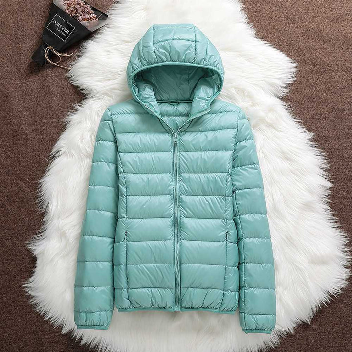 Manuela - Chaqueta Impermeable Con Plumas de Pato Blancas