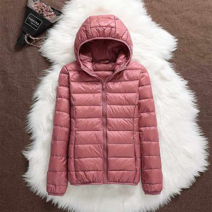 Manuela - Chaqueta Impermeable Con Plumas de Pato Blancas