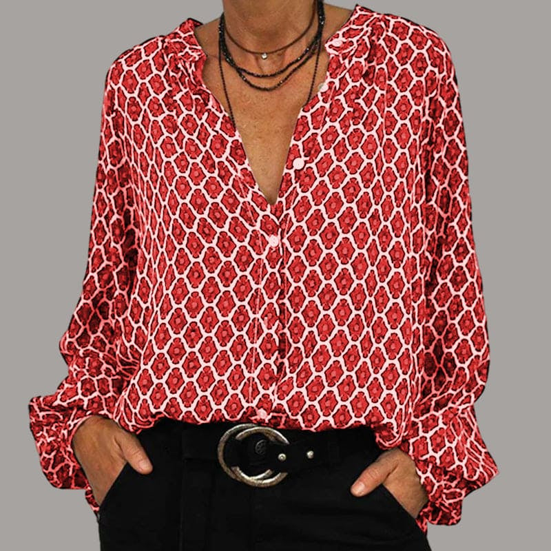 Geertje - Camisa Midi Relajada con Escote en V