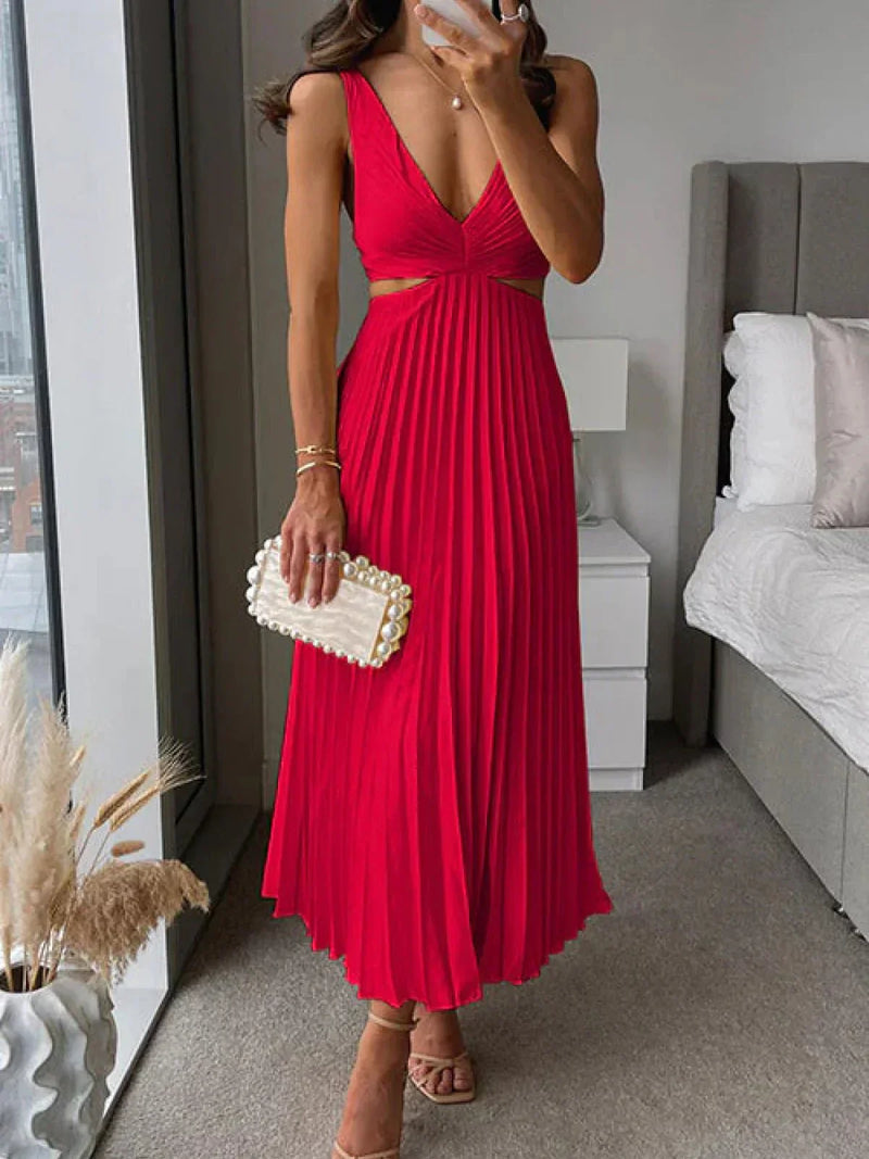 Zampia - Elegante Vestido Con Abertura y Cintura Esculpida
