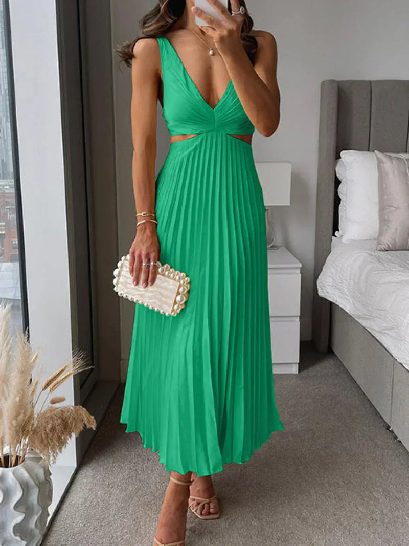 Zampia - Elegante Vestido Con Abertura y Cintura Esculpida