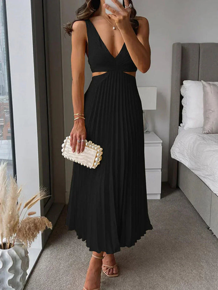 Zampia - Elegante Vestido Con Abertura y Cintura Esculpida