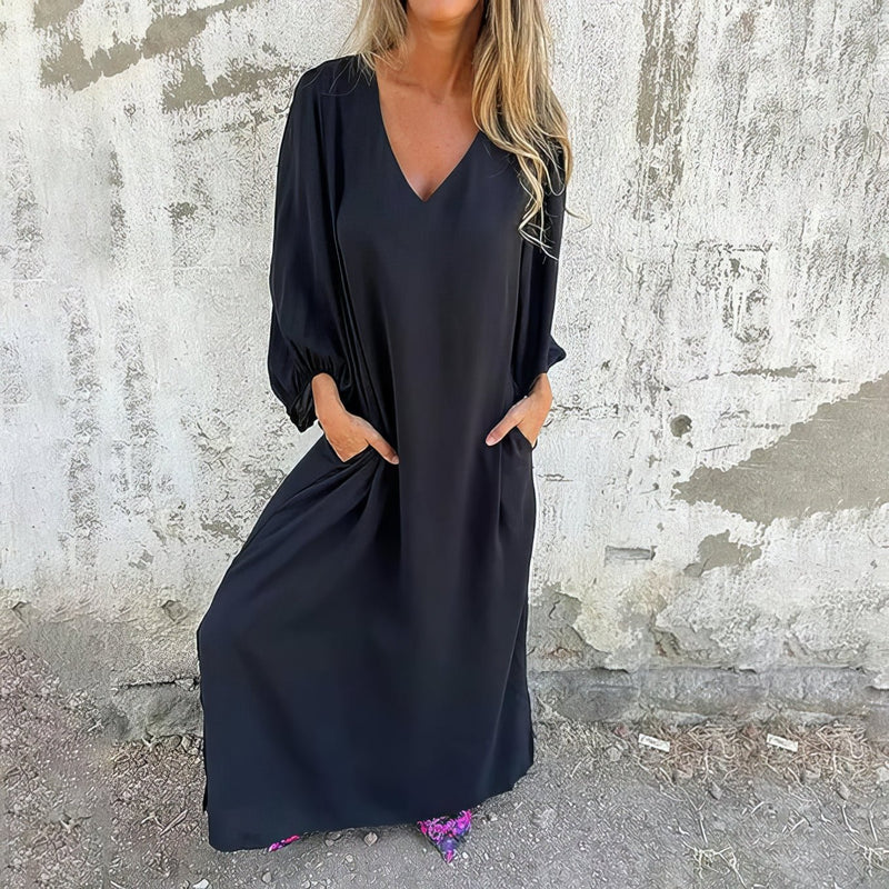 Loosia - Vestido Largo Boho Con Bolsillos