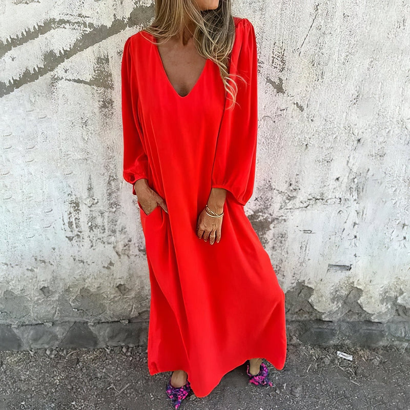 Loosia - Vestido Largo Boho Con Bolsillos