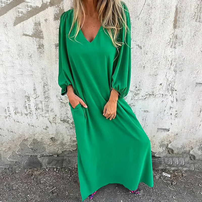 Loosia - Vestido Largo Boho Con Bolsillos